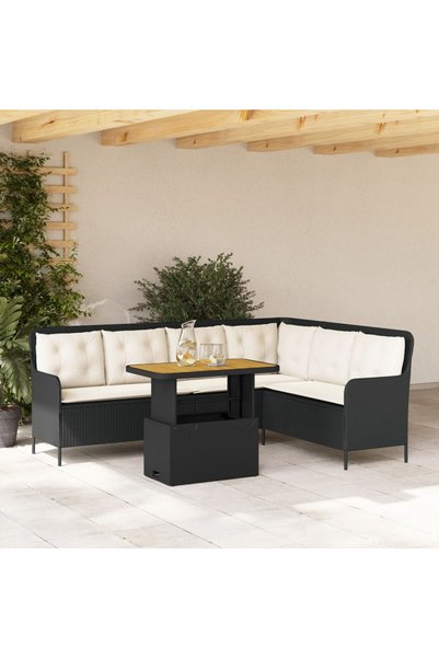 vidaxl Set canapele de gradina cu perne, 2 piese, negru, poliratan