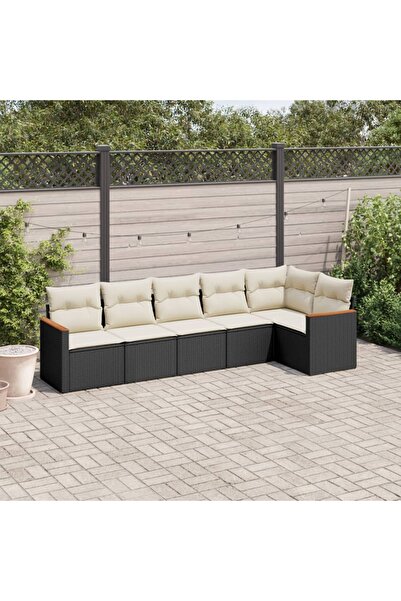 vidaxl Set mobilier de gradina cu perne, 6 piese, negru, poliratan