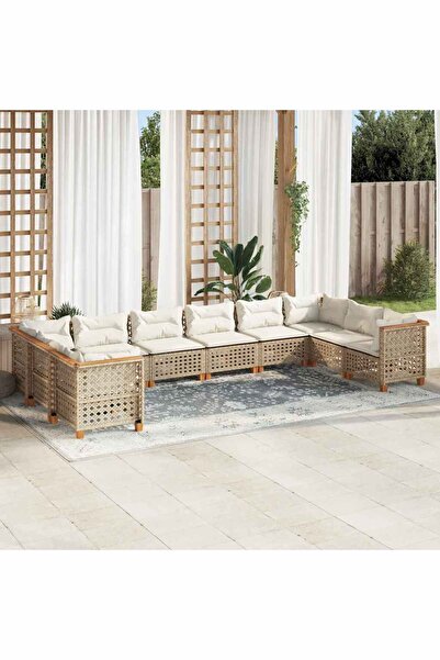 vidaxl Set canapele de gradina cu perne, 10 piese, bej, poliratan
