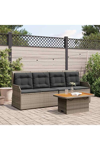 vidaxl Set mobilier de gradina cu perne, 3 piese, gri, poliratan