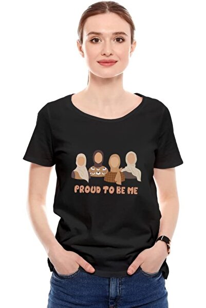 not تي شيرت نسائي بتصميم مطبوع (Proud To Be Me) |   تي شيرت برقبة مستديرة وقص...
