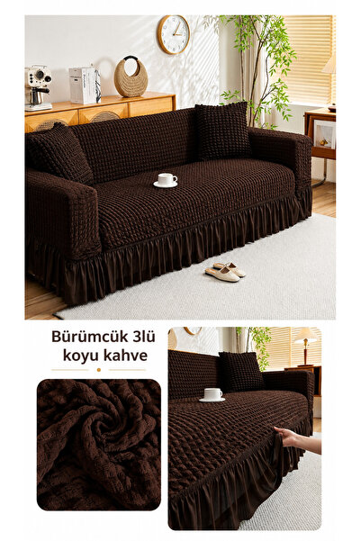 ELHAS Bürümcük 3 Kişilik Koltuk Örtüsü. Etekli Koltuk Kılıfı. Çekyat Kanepe Ö...