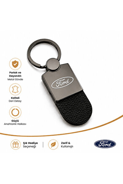 Savek Ford Logo Car Keychain Glossy Metallic, Reversible Logo, 9cm X 2.5cm, G...
