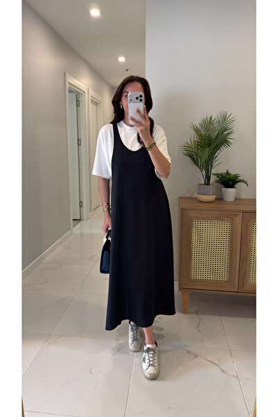 BİRCANÇİL Zolix Navy Blue Dress T-Shirt Double Set