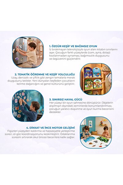 Diytoy Nano Vantuzlu Bitmeyen Sticker Seti - Yıkanabilir, Yırtılmaz Eğitici Tekrar Tekrar Yapışan Bitmeyen Nano Vantuz Sticker Su Altı Dünyam