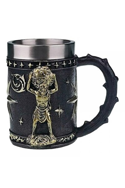 OEM Halbă de bere medievală, 500 ml, Negru, Auriu