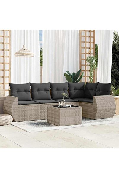 vidaxl Set canapele de gradina cu perne, 6 piese gri deschis poliratan