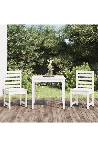 Concept Set bistro de grădină, 3 piese, alb, lemn masiv de pin