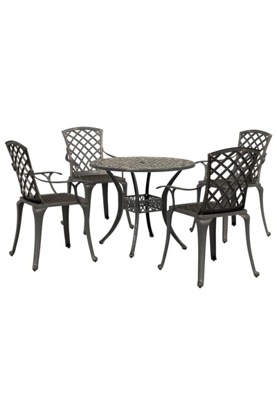 vidaxl Set mobilier de gradina, 5 piese, bronz, aluminiu turnat