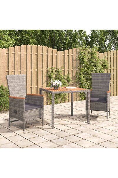 Concept Set mobilier de grădină cu perne, 3 piese, gri, poliratan