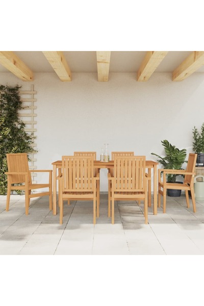 vidaxl Set mobilier de gradina, 7 piese, lemn masiv de tec