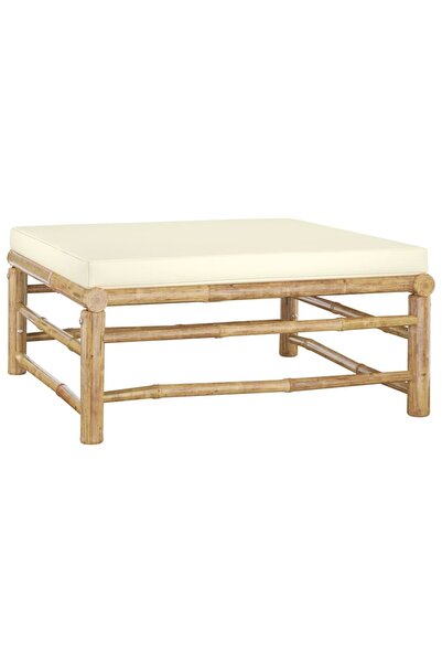 vidaxl Set mobilier de gradina cu perne alb crem, 6 piese, bambus
