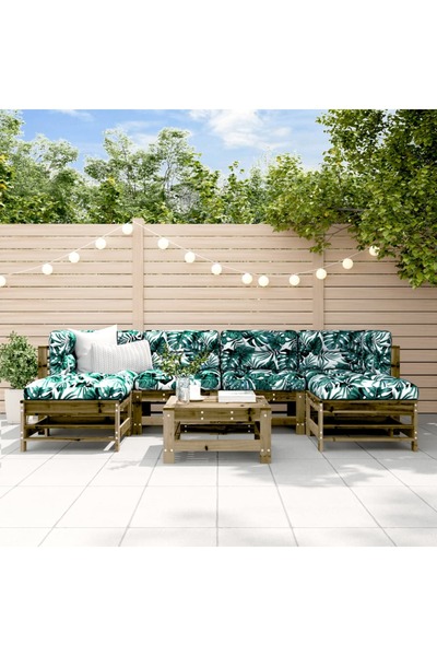 vidaxl Set mobilier de gradina, 7 piese, lemn de pin tratat