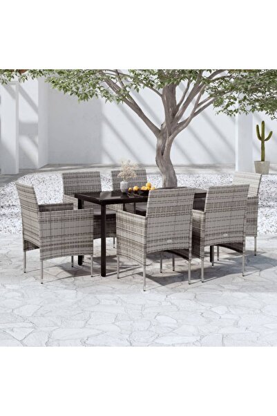 vidaxl 7-piece garden dining set, grey and black