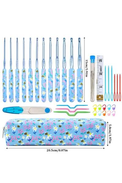 iğne izi Bee and Daisy Patterned Crochet Set of 12 – Ergonomic Crochet Hooks ...