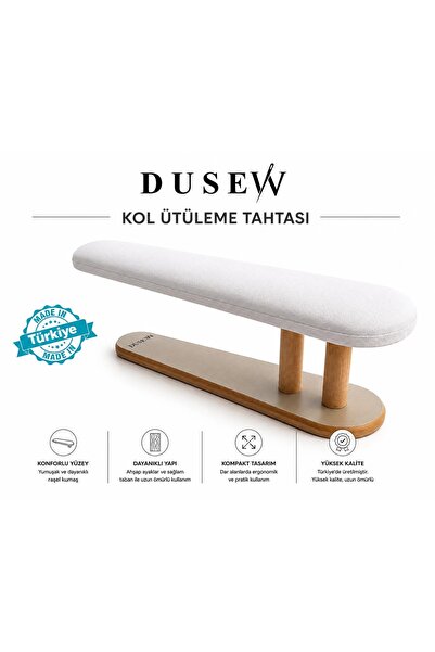 DUSEW Ahşap Kol Ütüleme Aparatı Oval Kesim Beyaz