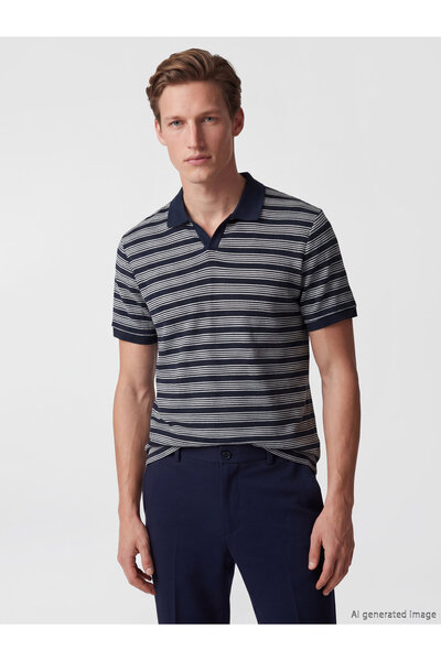 LC Waikiki Tricou tricotat bărbătesc cu guler polo și dungi