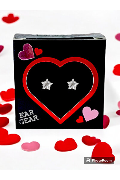 EAR GEAR أقراط من الفولاذ المقاوم للصدأ 316L بحجر زركونيا مكعب على شكل نجمة 5...