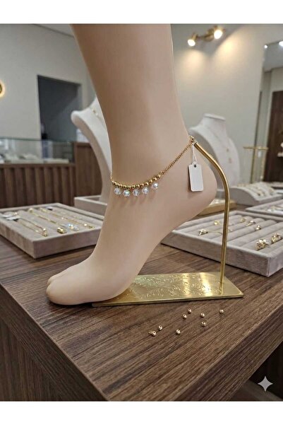 Romea Pearl-Studded Stainless Steel Anklet, Elegant Steel Anklet with Pearl D...
