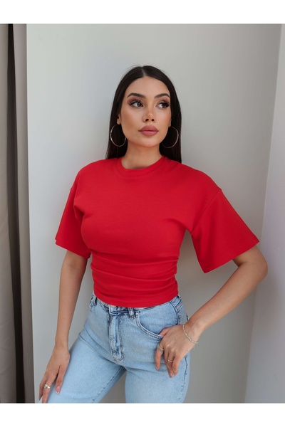 ESRAHELVACI Side Gathered Crop Tshirt