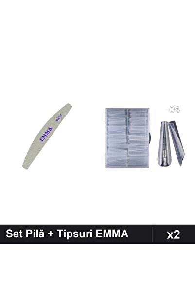 Makeup Set 2 Îngrijire Unghii EMMA, Pilă 100/120 + 120 Tipsuri Reutilizabile,...