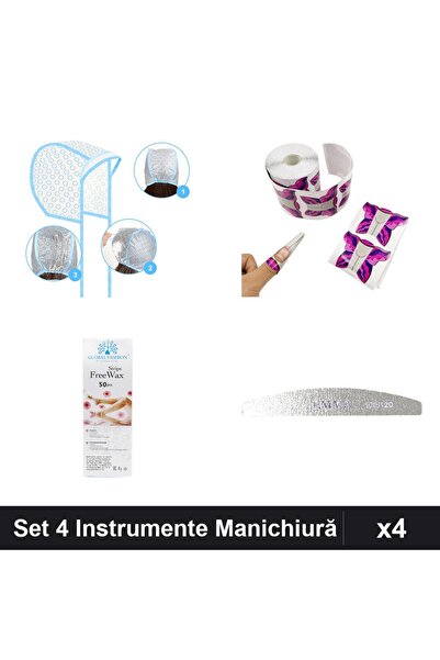 Makeup Set 4 Instrumente Manichiură Profesională - Casă Suvite, Șabloane Flut...