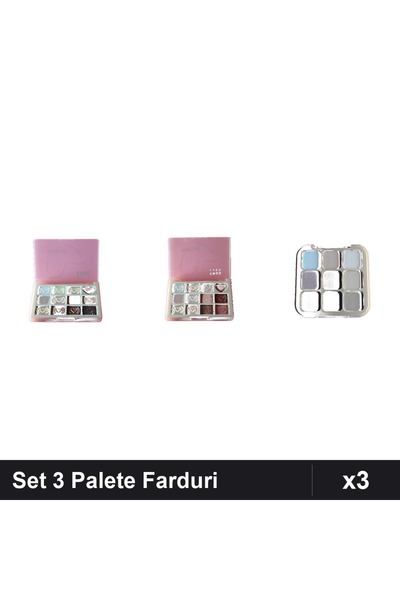 Makeup Set 3 Palete Farduri True Eyes 01 03 și DoDo Rose 8g, Machiaj Professi...
