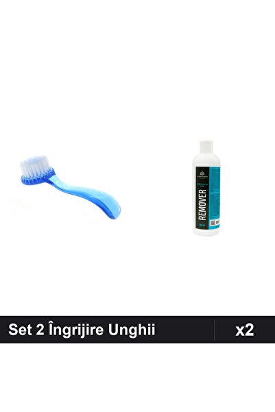 Makeup Set 2 Îngrijire Unghii - Perie Deprafuit Albastru + Remover Semiperman...