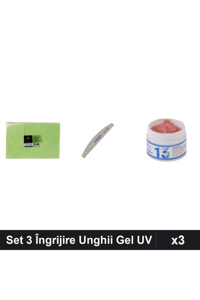 Makeup Set 3 Îngrijire Unghii cu Gel Constructie UV LED FSM 15g, Pilă EMMA și...