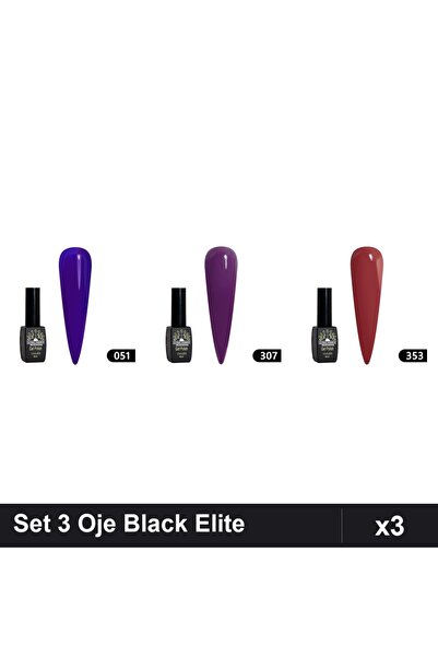 Makeup Set 3 Oje Semipermanente Black Elite Global Fashion 8ml, Nuante 051 30...
