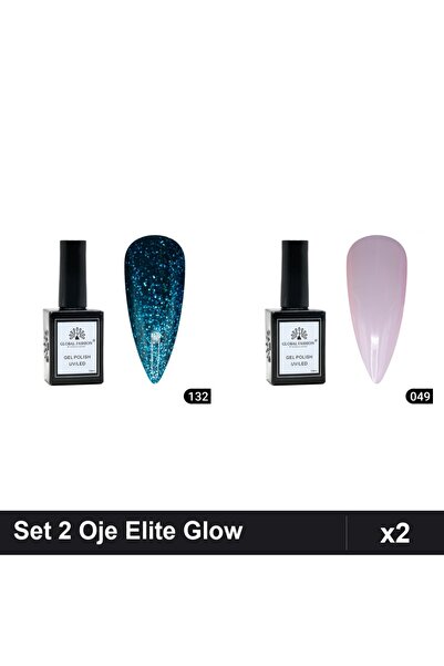 Makeup Set of 2 Global Fashion Elite Glow Semi-Permanent Nail Polish 15ml, Sh...