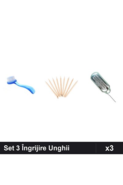 Makeup Set 3 Piese Îngrijire Unghii, Perie Deprafuit Albastru, Betisoare Port...