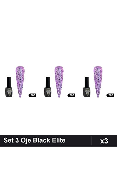 Makeup Set 3 Oje Semipermanente Black Elite 8ml, Global Fashion, Manichiură U...