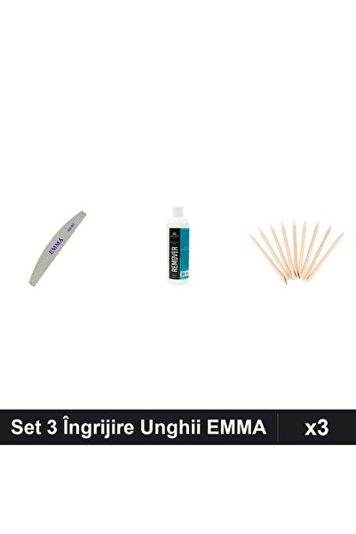 Makeup Set 3 Îngrijire Unghii EMMA - Pilă 100/120, Remover Semipermanent 500m...