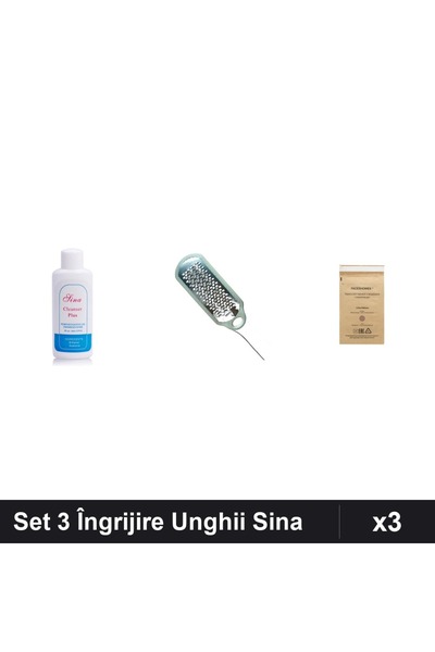 Makeup Set 3 Îngrijire Unghii Sina Cleanser 60ml, Răzătoare Calcaie, Pungi St...