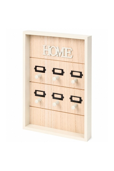 PUFO Suport pentru 6 chei, organizator decorativ din lemn pentru perete, pent...