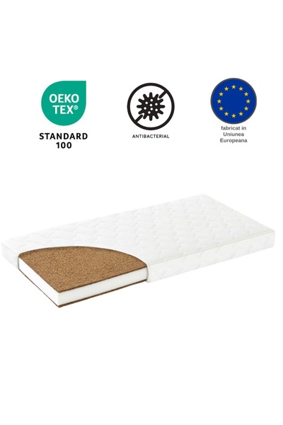 Kidizi Saltea patut multistrat cocos LUX 120x60x12 cm, husa detasabila si lav...