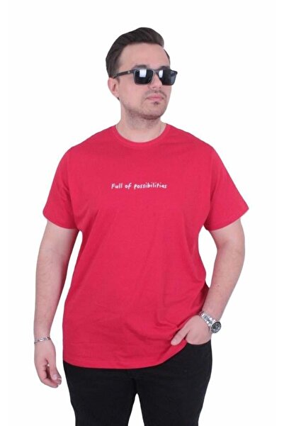 Starbattal Men's Oversize Crew Neck T-Shirt Imagination 26150 Red