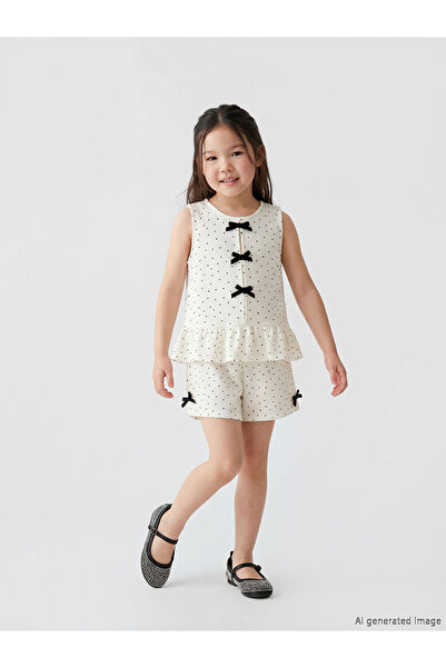 LC Waikiki Ecru Polka Dot Girls' Set