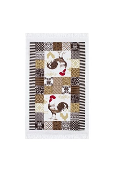 Zumzeria Kitchen Towel in Ecru Brown with Roosters 60x35cm