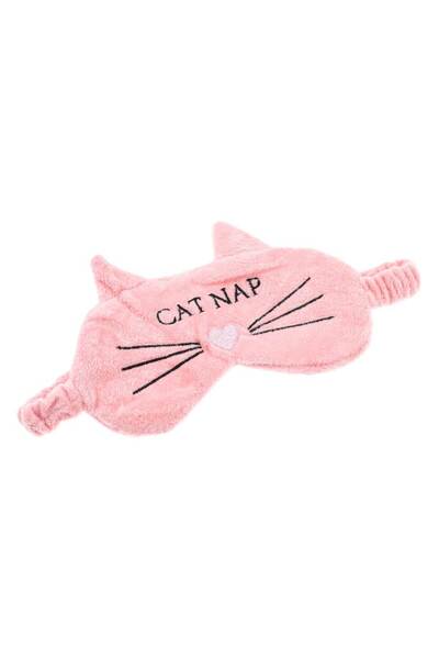 Zumzeria Mască de dormit din blană artificială roz "CAT NAP" 18cm