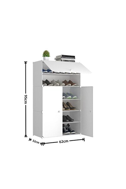 Naimeed Company Dulap de pantofi modular, 3 uși, Naimeed D7918, 32x62x95cm, Alb