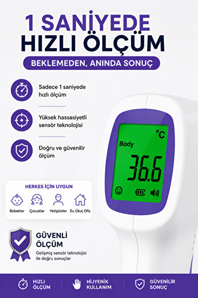 Maeni 2’li Set Dijital Temassız Ateş Ölçer Alından Vucut Termometre