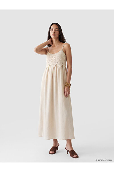 LC Waikiki Strappy Lace Detailed Poplin Dress