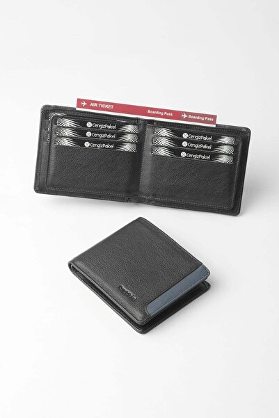 CENGİZ PAKEL Genuine Leather Horizontal Men's Wallet with Multiple Card Slots...