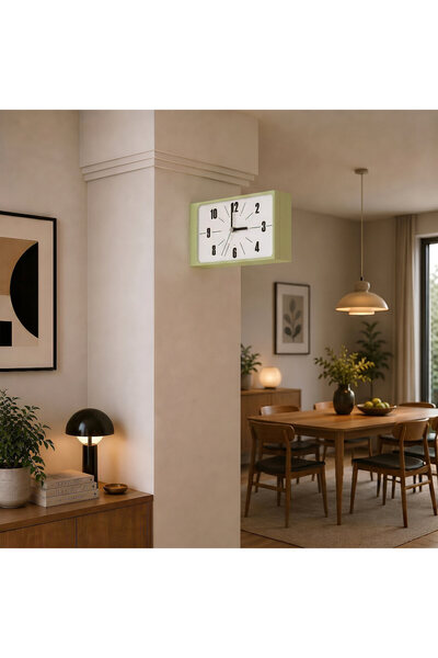 Fibrika Store Retro Station Duvar Saati - Minimalist Tasarım AÇIK YEŞİL