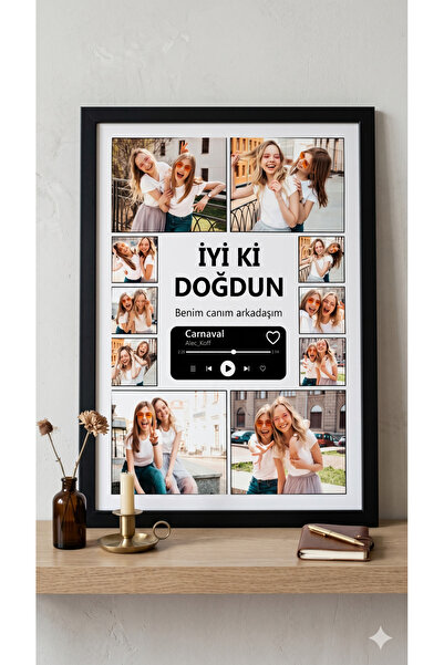 Eshimo Kişiye Özel Müzik Tasarımlı 10 Fotoğraflı Tablo | Gerçek Camlı Doğum G...