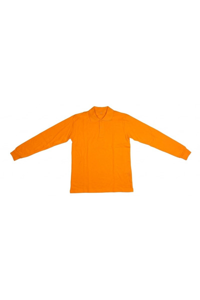 PandaForma Orange Unisex Polo Collar Long Sleeve T-Shirt Basic, Work, School ...