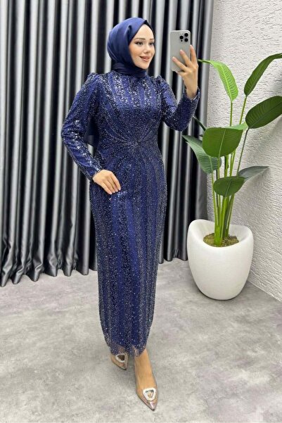 Kalemen Moda Afitap Tasarım Kalem Abiye 8038 Lacivert