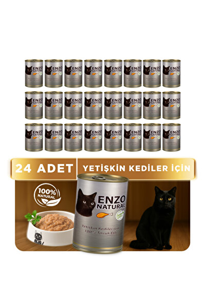 ENZO Natural Tavuk Etli Konserve Yaş Kedi Maması 410 GRX24